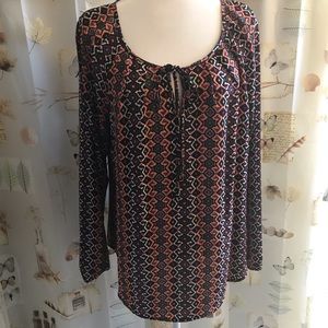 Long Sleeve blouse with Keyhole Tie in front